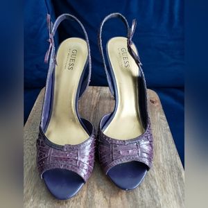 Guess Purple Crocodile Sling Back Heels